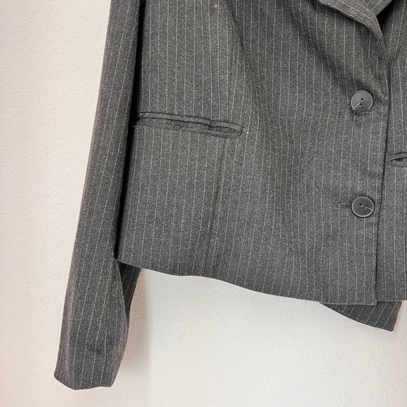 Anthropologie Maeve Gray Striped Boxy Cropped Blazer Long Sleeve Women’s XS - Picture 4 of 8